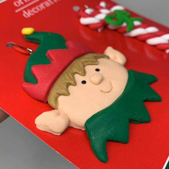 5 pc lot Christmas tree ornaments decorations, elf, candy canes, balls, NEW - Picture 10 of 16